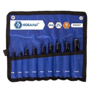 Набор просечек КОБАЛЬТ 3,4,5,6,7,8,9,10,12 мм (9 шт.) чехол